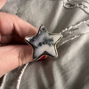 Sterling silver dendritic opal ring